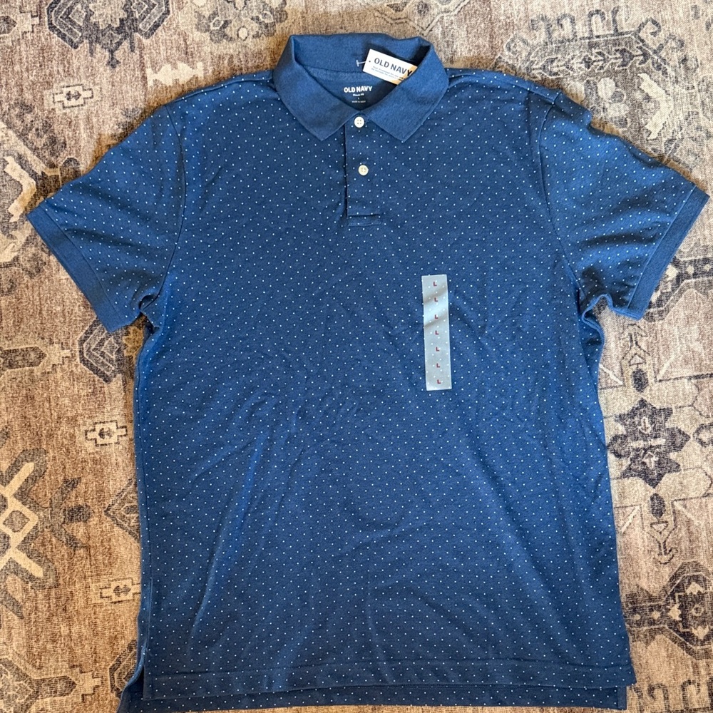 Old Navy Men's Blue Dotted Polo